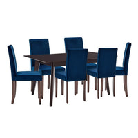 Modway - Prosper 7 pièces Velours rembourré Ensemble à manger - Cappuccino Navy-Table de cuisine moderne/Chaises de salle à manger Parsons