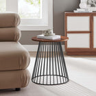 Modway - Valeo Bois et métal ronds Table d’appoint - Noyer-Cadre métallique revêtu en poudre