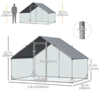 PawHut - Grand enclos pour poulailler galvanisé, cage à poules avec accès piéton 9,8 pi x 6,6 pi x 6,6 pi-Construction robuste en acier galvanisé massif 