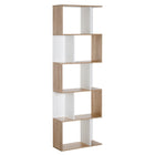 HOMCOM - Étagère géométrique à 5 niveaux pour bureau à domicile et salon - blanc-La bibliothèque moderne en forme de S offre cinq étagères disposées en niveaux pour un affichage pratique dans votre maison ou bureau 