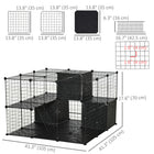PawHut - Parc pour cochons d’Inde et lapins 56 panneaux avec porte - chaque panneau 14 po x 18 po-Peut être assemblé en cage pour petits animaux et en étagère de rangement 