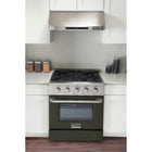 Kucht - 30 po Série KDF Cuisinière Pro Style au gaz propane - Acier inoxydable/Vert olive-Prêt pour le propane liquide pour une compatibilité flexible avec les sources de carburant