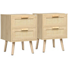 HOMCOM - Table de chevet design boho - naturel - ensemble de 2-Deux tables de chevet dans un ensemble 