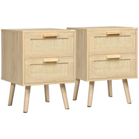 HOMCOM - Table de chevet design boho - naturel - ensemble de 2-Deux tables de chevet dans un ensemble 