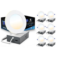 Impotek - Luminaire encastré au plafond DEL 4 po 9W 5CCT gradable avec veilleuse – Paquet de 6-Sélection polyvalente de la température de couleur - Élevez l’ambiance de votre pièce avec notre fonctionnalité avancée 5 CCT, vous permettant de choisir la température de lumière parfaite pour n’importe quel cadre. Changez facilement entre les options 2700K, 3000K, 3500K, 4000K et 5000K avec un simple basculement sur la boîte de jonction, adaptant l’atmosphère lumineuse à votre humeur ou à votre décor en toute si