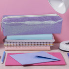 Fashion Stationery - Étui à crayons pailleté - 8.27 L x 2.17 W x 2.17 H po - Violet-1 compartiment à fermeture éclair