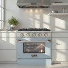Kucht - 30 po Série KDF Cuisinière Pro Style au gaz propane - Acier inoxydable/Bleu pâle-Allumage électronique avec rallumage automatique pour une sécurité accrue et un contrôle fiable de la flamme, réduisant les risques de fuite de gaz