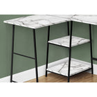 Monarch Specialties - 7595 Bureau 48 po L - Dessus Marbre Blanc De Coin/Metal Noir-Idéal pour les plus petits espaces de travail nécessitant du rangement, ce bureau à 3 niveaux ouverts. Finition sur tous les côtés pour un placement polyvalent dans votre bureau à domicile