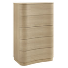 Modway - Mirae 5 tiroirs Commode courbe, Chêne léger à la brosse-Coffre vertical à 5 tiroirs