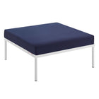 Modway - Harmony Sunbrella Terrasse extérieure Aluminium Ottoman in Marine-Coussins lavables à la machine