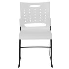 Flash Furniture - Chaise empilable blanche de la série HERCULES à base traîneau d'une capacité de 881 lb avec dossier ventilé-Cadre de base de traîneau enduit de poudre noire avec patins glisseurs en plastique