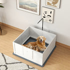 PawHut - Box de mise bas pour chiens avec support de lumière rétractable et tapis - 41 po L x 39 po l-Support lumineux rétractable pour ajouter une lampe chauffante