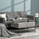 HOMCOM - Table basse relevable avec compartiment de rangement caché - gris-Plateau de bureau réglable pour répondre à différents besoins, comme travailler ou manger