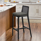 Modway - Monarch Bois et rotin Tabouret de bar - Noir Noir Gris-Rembourrage en mousse dense