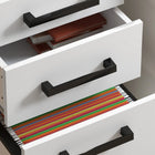 HOMCOM - Classeur à 3 tiroirs pour documents format lettre/A4 avec barres de suspension - blanc-Cinq roulettes pour un déplacement facile, avec 2 freins et une roulette centrale pour la sécurité 
