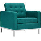 Modway - Loft Tissu rembourré Fauteuil - Sarcelle-Rembourrage fin en polyester