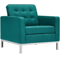 Modway - Loft Tissu rembourré Fauteuil - Sarcelle-Rembourrage fin en polyester