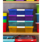 Storex - Organisateur d'artisanat de boîte d'empilage et de stockage, Couleurs assorties, Paquet de 5-Le loquet de verrouillage maintient la boîte fermée