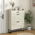 HOMCOM - Armoire à chaussures étroite avec 2 portes rabattables et tiroir supérieur - blanc vieilli-Un tiroir supérieur pour les clés et autres petits accessoires 