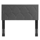 Modway - Greta Performance Velvet Tête de lit jumelée, Charbon de bois-Détail de la tête de clous