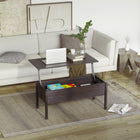 HOMCOM - Table basse moderne relevable 39 po avec compartiment de rangement caché - café-Plateforme de bureau ajustable pour répondre à vos différents besoins