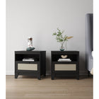 Manhattan Comfort - Lot de 2 tables de chevet Sheridan 21,63" style mid-century moderne - Noir-Matériau de canne en PVC de haute qualité avec cadre en MDF finition mélaminée