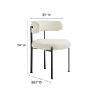 Modway - Albie Tissu Boucle Chaises de salle à manger Ensemble de 2 - Noir ivoire-Rembourrage en mousse dense