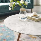 Modway - Lippa Rond de 40 po Faux marbre Table basse avec base trépied - Blanc noyer-Base Trépied