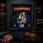 Frameworth - Cadre photoglass de Karl-Anthony Towns des New York Knicks trophée du championnat 2026 - 18 po l x 22 po H - orange-7