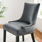 Modway - Marquis Performance Velvet Chaises de salle à manger Ensemble de 2 - Gris-Moulures cloutées à clous