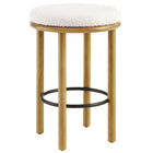 Modway - Fable Tissu Boucle Tabourets de comptoir - Ivoire de chêne - Ensemble de 2-Brancard métallique