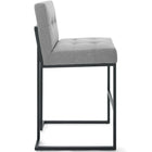 Modway - Privy Acier inoxydable noir Tissu rembourré Tabouret de bar - Noir Gris clair-Touffe élégante de biscuits