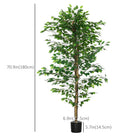HOMCOM - Arbre s artificiels de ficus 6 pi pour décoration intérieure de la maison - vert - lot de 2-Mousse PE et terreau en ciment inclus, les rendant plus stables et réalistes 