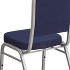 Chaise de banquet HERCULES empilable, dossier couronne, tissu bleu marine, siège épais 2,5 po, cadre argenté (FD-C01-S-2-GG)-Panneau arrière sans couture