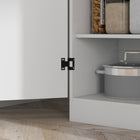 HOMCOM - Armoire de cuisine 6 niveaux avec 4 portes - blanc-Équipé de fixations murales anti-basculement pour plus de sécurité 