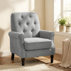 HOMCOM - Fauteuil d’appoint style milieu du siècle moderne avec assise épaisse rembourrée pour chambre - gris-Tissu respirant aspect lin pour rester au frais et à l’aise pendant des heures  
