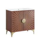 Modway - Daylight 36" Vanette de salle de bain - Noyer blanc-Armoire de toilette moderne pour salle de bain