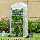 Outsunny - Serre portable 28 po L x 20 po l x 63 po H avec 4 étagères, blanc-Parfait pour les jardiniers amateurs  
