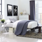 Modway - Horizon Acier inoxydable Cadre de lit simple, Argent-Espace de rangement généreux de 14"