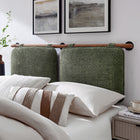 Modway - Anela Fixé au mur Chenille recouverte Tête de lit Queen, Noyer sauge-Sangles velcro