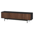 Hudson&Canal - Meuble TV Whitman pour téléviseurs jusqu'à 75 pouces - Grain noir/noyer satiné-Le dessus a une capacité de poids de 75 lb, la zone de rangement intérieure peut contenir 45 lb dans chaque section
