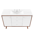 Modway - Transmit Évier simple 48" Vanette de salle de bain - Blanc noyer-Pattes en bois écartées