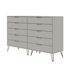 Manhattan Comfort - Rockefeller ensemble de commodes de chambre à coucher style milieu du siècle - blanc cassé et naturel - ensemble de 3-19,02 po L x 69,72 po l x 44,57 po H