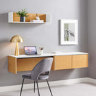 Modway - Kinetic Support mural de 38" Bureau avec armoire et tablette - White Natural-Assemblée requise