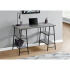 Monarch Specialties - 7524 Bureau 48 po L - Gris/Metal Noir-Le bureau épais et rectangulaire et 4 tablettes de 2 tailles différentes sont finis dans un faux bois gris avec une texture lisse