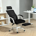 HOMCOM - Fauteuil de bureau ergonomique inclinable - noir-Dossier et appui-tête entièrement en maille pour rester au frais et sans transpiration 