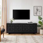 Modway - Knox 71 pouces Meuble TV, Noir-4 Découpes de gestion des câbles