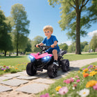 Qaba - VTT pour enfants à 4 roues 6V avec musique et phares à DEL - rose-Musique intégrée et phares avant lumineux pour une expérience immersive 
