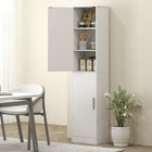 HOMCOM - Armoire de salle de bain mince et haute avec étagères - blanc-Un kit anti-basculement offre une sécurité et une stabilité supplémentaires 
