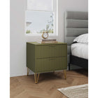Manhattan Comfort - Table de nuit moderne DUMBO 51 cm à 2 tiroirs - Vert olive-Comprend 2 tiroirs à extension totale conçus avec des lignes verticales texturées